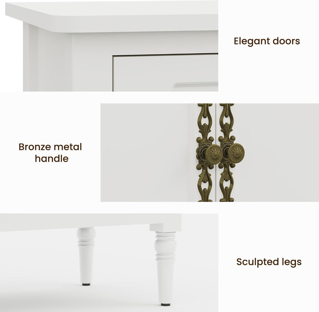 FansaFurn 58'' Large Sideboard Buffet Cabinet with 4 Doors, Modern Credenza Buffet Table for Coffee Bar, Storage Cabinet for Dining Room Living Room, White