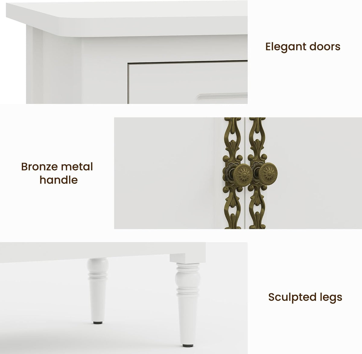 FansaFurn 58'' Large Sideboard Buffet Cabinet with 4 Doors, Modern Credenza Buffet Table for Coffee Bar, Storage Cabinet for Dining Room Living Room, White