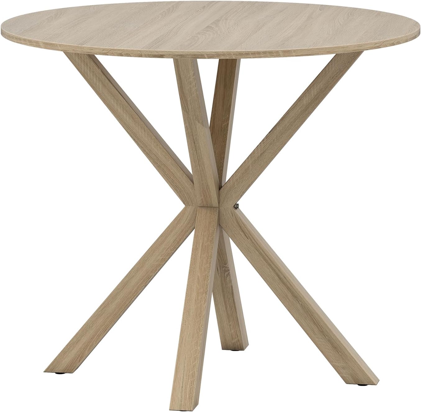 Giantex 36" Round Dining Table for 4, Farmhouse Kitchen Table with Rubber Wood Legs, Adjustable Foot Pads, Dining Room Tables for Dinette, Small Space, Dinner, Living Room, Restaurant, Oak