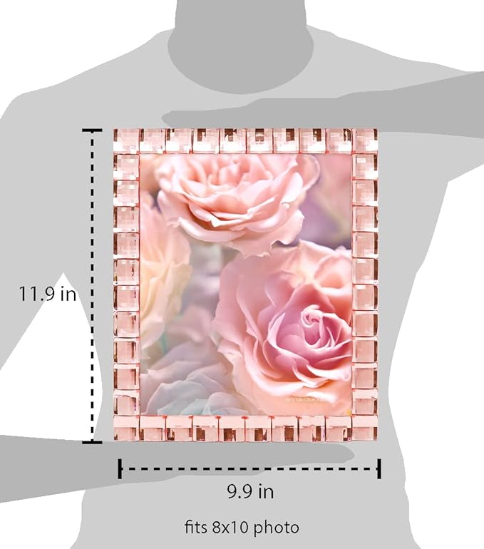 Isaac Jacobs Decorative Sparkling Jewel Picture Frame, Photo Display & Home Décor (8x10, Blush)