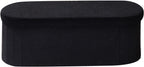 VEVOR Oval Storage Ottoman Bench, Foldable Teddy Fleece End of Bed Bench, Folding Upholstered Bed Ottoman Chest with Large Storage Space, Supports 660 lbs, for Living Room, Bedroom, Entryway, Black