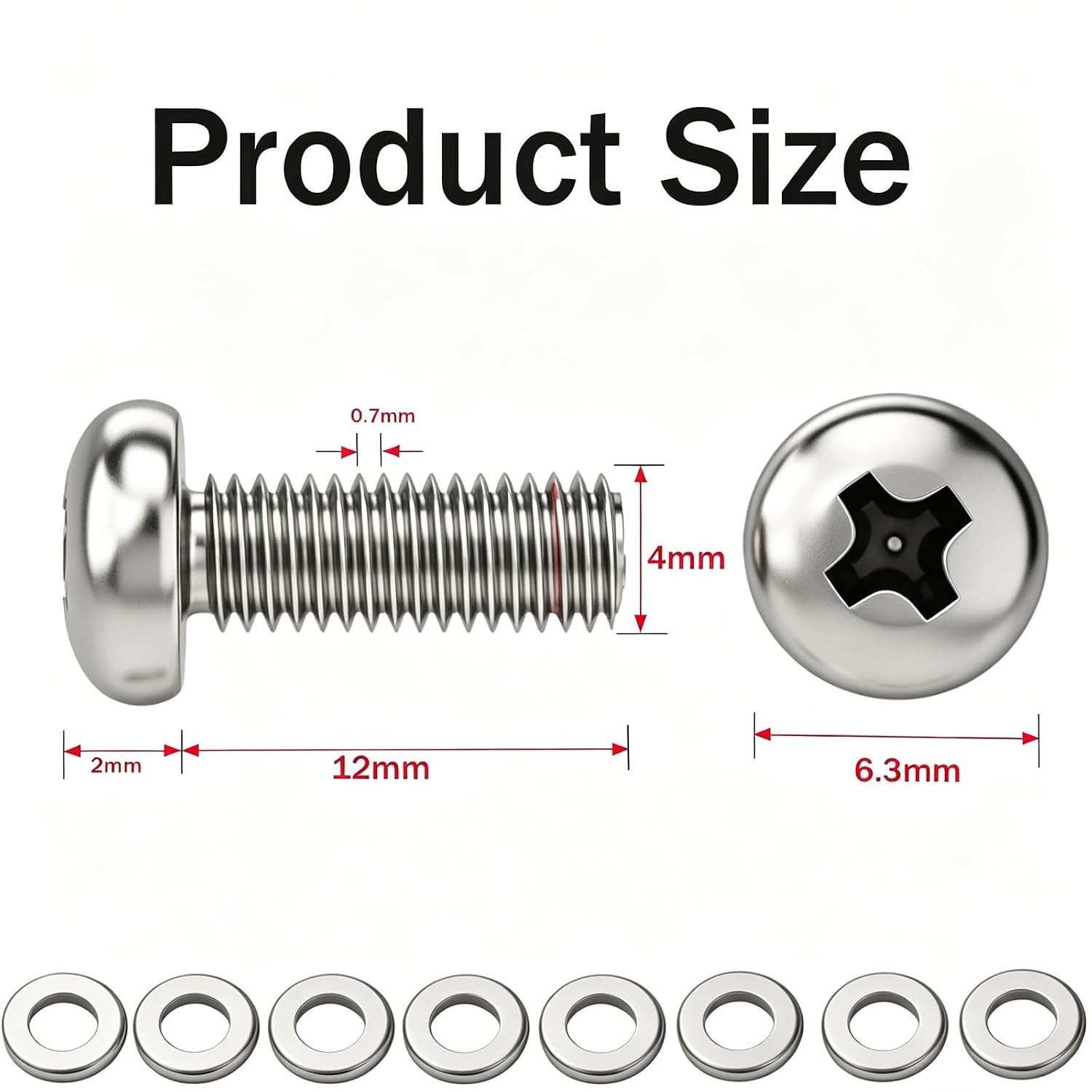 M4 Screws M4x12mm for TV Mount or Monitor 30 Inch or Small VESA Mount Screw Mounting Phillips Head Screw Pack of 8