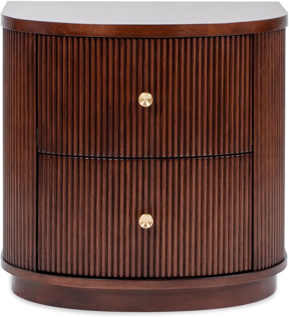 Jennifer Taylor Home Valentine 24" 2-Drawer Storage Side Table, Dark Walnut Beech Wood