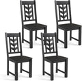 Giantex Wooden Dining Chairs Set of 4, Kitchen Chairs w/Rubber Wood Frame & Leaf-Shaped High Back, Max Load 400 LBS, Farmhouse Armless Dinette Side Chairs for Living Dining Room Restaurant, Black