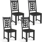 Giantex Wooden Dining Chairs Set of 4, Kitchen Chairs w/Rubber Wood Frame & Leaf-Shaped High Back, Max Load 400 LBS, Farmhouse Armless Dinette Side Chairs for Living Dining Room Restaurant, Black
