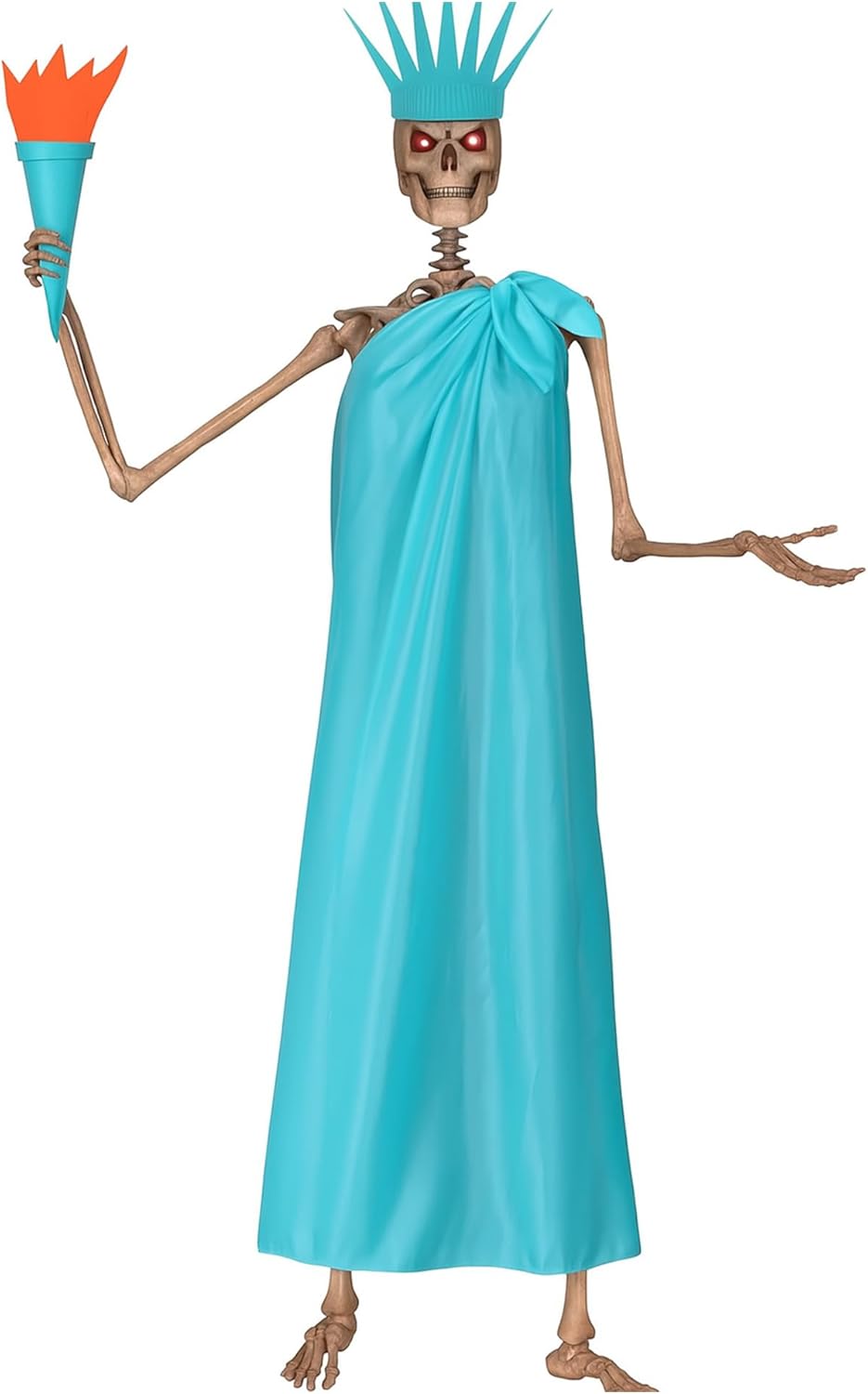 3 Pcs 12 ft Skeleton Accessories Skeleton Statue of Liberty Costume Kit with Crown and Torch Outfit Set Giant Sized Clothing for Outdoor Garden