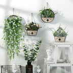 WEISPARK Artificial Hanging Flowers, 12pcs Fake Eucalyptus Vine Faux Flower Greenery Garland Plastic Plants for Indoor Outdoor Wall Garden Wedding Home Party Decor (12pcs White)