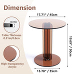 Round Acrylic Side Table, Modern Accent End Table, Minimalist Bedside Night Stand, Small Coffee Tables for Living Room Office Bedroom Indoor Home Decor, Brown