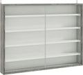 HOMCOM 5-Storey Wall Shelf Display Cabinet, Shot Glass Display Case, Glass Curio Cabinet with 2 Glass Doors and 4 Adjustable Shelves, Grey and White