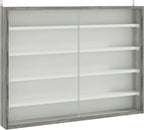 HOMCOM 5-Storey Wall Shelf Display Cabinet, Shot Glass Display Case, Glass Curio Cabinet with 2 Glass Doors and 4 Adjustable Shelves, Grey and White
