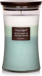 HomeLights 3-Layer Candles for Home Scented, 21.52 OZ Natural Soy Wax Scented Candles Burns Up to 100 Hours, Large Jar, Wild Mint & Eucalyptu