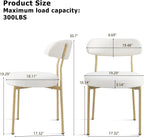 Dining Table and Dining Chair Set 23.6" White Round Table&2 Boucle Upholstered Golden Legs Chairs for Kitchen Dining Room Small Space 3 Piece Dining Table and Chair Set（Beige）