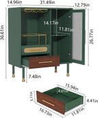 ARTPOWER Modern Coffee Bar Cabinet with Pull-Out Wine Storage, Green | Bar Cart with Wine Glass Rack and Drawers, Liquor Cabinet for Kitchen, Dining Room, Living Room