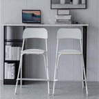 25in/29in Folding Breakfast Bar Stool, Modern Foldable Wooden Seat Tall Chair with Back and Footrest, Collapsible Counter Height Stool for Dining Room Kitchen Balcony Living Room ( Color : White , Siz