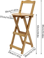 Foldable Bar Stool, 24.8 Inch Height Portable Wooden Bar Stool, Folding Kitchen Counter Chair X-Frame Stool 220 lbs Capacity, Counter Height Stool for Kitchen, Bar, Coffee, Outdoor