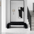 Shoe Bench for Entryway, 69.7''W Modern End of Bed Bench Long Ottoman for Living Room, Cloakroom, Black.