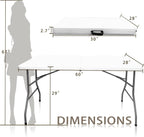5FT Folding Table,Versatile Foldable Table,Portable | Utility folding table ideal for camping, picnics, parties, and indoor & outdoor events. Lightweight design, easy to store.