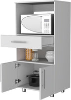 FM FURNITURE Corsica Pantry Cabinet Microwave Stand, Multi-Function with Drawer,White