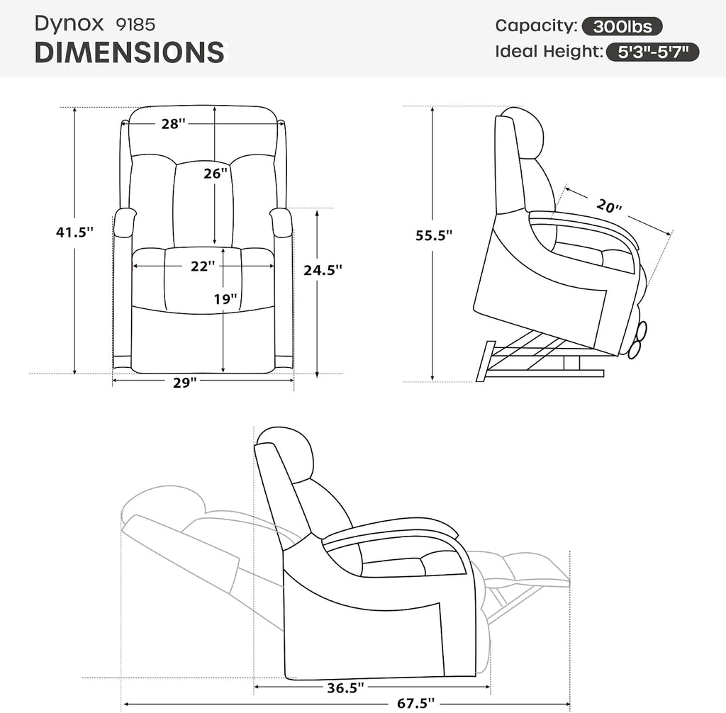 DYNOX Small Lift Chair Recliner with Heat and Massage, Dual Motor Power Lift Sofa for Elderly,Infinite Adjust for Back and Footrest,Side Pocket(9185,Genuine Leather,Camel