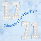 Marquee Numbers Large 17th-Birthday Decorations: 4ft Light Up Number Party Decor 71 Year Old Girl And Boy Birthday Decoration Backdrop 71 Anniversary Cardboard Big Mosaic Balloon Frame Number 17