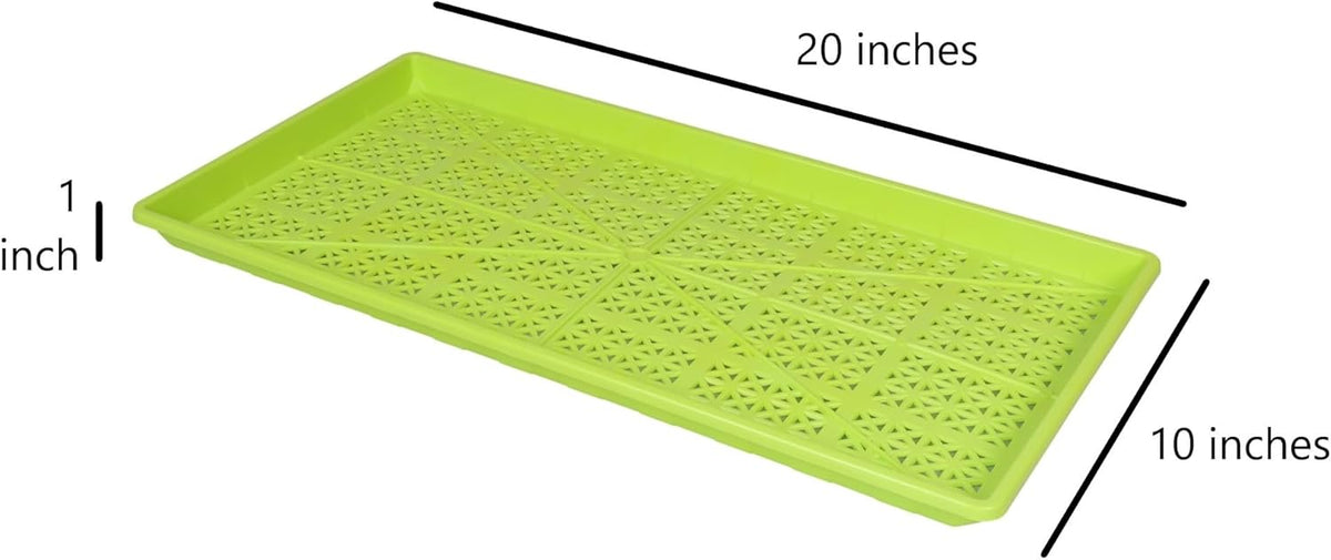 SUNPACK 10" x 20" Heavy Duty Mesh Plastic Seed Starting Tray, Lime Green, 1" - Ensures Water Drainage and Aeration, Perfect for Greenhouses or Indoor Gardening