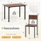 Giantex Dining Table Set for 4, 5-Piece Modern Kitchen Table and Chairs with Metal Frame & Adjustable Foot Pads, Space Saving Wood Dinette Set for Small Space, Breakfast Nook, Apartment (Walnut)