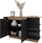 Kitchen Island with Storage Cabinet and Wine Glass Holder | Includes storage cabinet and wine glass holder for organized kitchen use