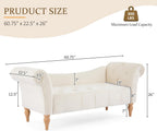 Christopher Knight Home Ucal Velvet Upholstered End of Bed Ottoman, Wooden Living Room Ottoman Bench with Curved Arms, Long Entryway Bench with Button Tufting, Long Seating for Bedroom, Beige
