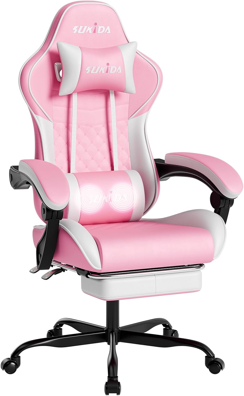 Ergonomic Video Gamer Chairs Gaming Computer Chairs Gamer Chairs for Adults Massage Lumbar Support Swivel Height Adjustable Headrest Backrest