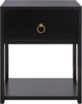 SAFAVIEH Furniture - Sadie 1-Drawer Nightstand - Black - Wood - Glam Gold Hardware Design - Ideal for Bedroom, 21" W x 17.2" D x 26" H - Fully Assembled (NST9201E)