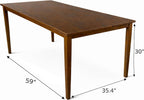 Modern 59 Inch Rectangular Dining Table, Dirty Oak Finish Solid Rubberwood