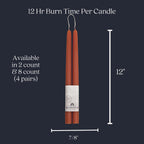 Bluecorn Beeswax Taper Candles, 12 Inch Terracotta, 2 Count | 100% Pure Natural Bees Wax, Clean Burning & Dripless, Fragrance Free, Long Lasting, American Made
