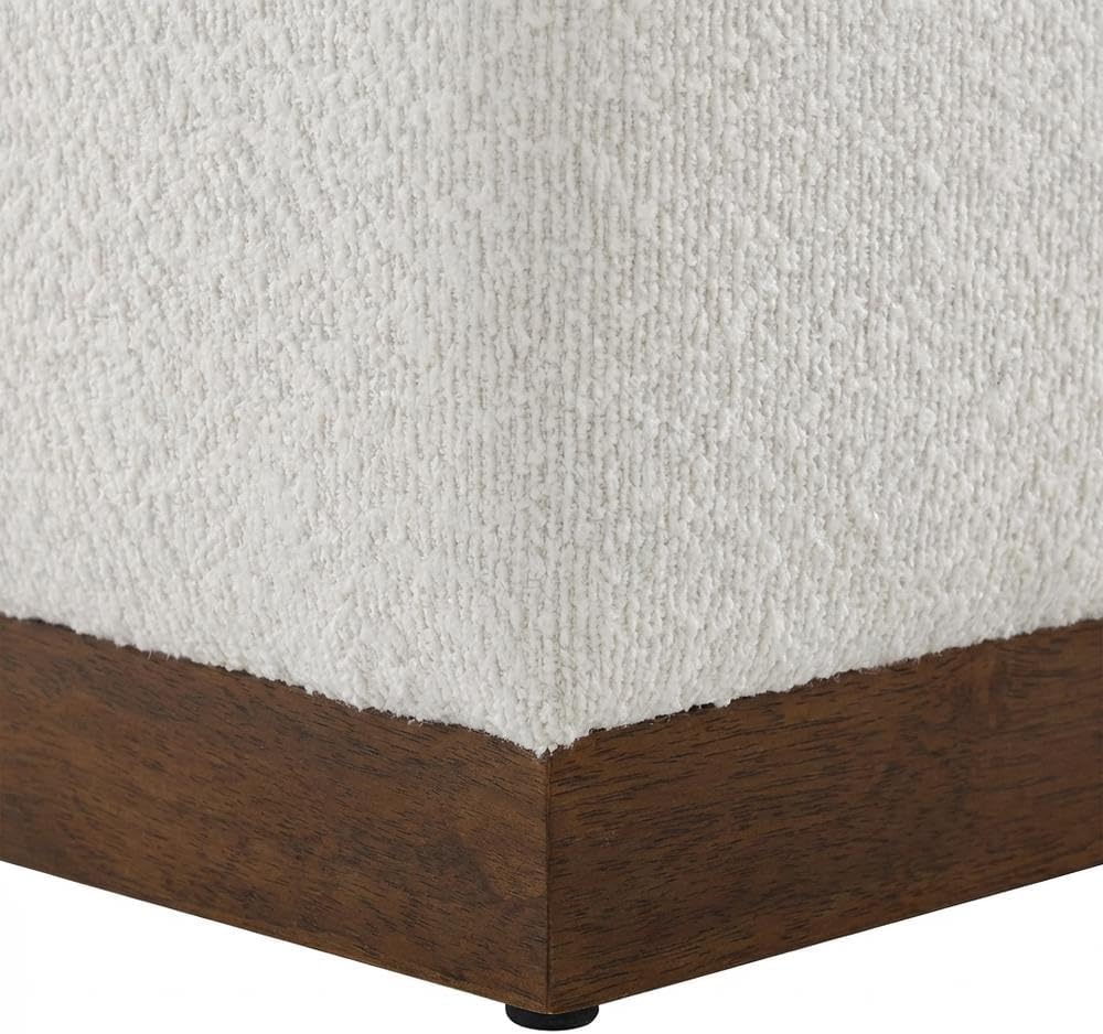 Brown 17" Square Boucle Upholstered Ottoman, Indoor-Outdoor Seating, Plush Fabric, Durable Construction, Versatile Home Decor Accent
