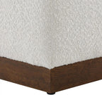 Brown 17" Square Boucle Upholstered Ottoman, Indoor-Outdoor Seating, Plush Fabric, Durable Construction, Versatile Home Decor Accent