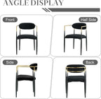 Baysitone Dining Chairs Set of 4 Mid-Century Modern Upholstered Boucle Dining Room Chairs Open Back Curved Backrest Black Metal Legs Gold Armchairs for Kitchen Living Room, Black(Only Chairs)