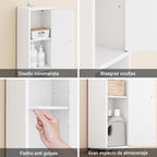 Haotian Narrow Bathroom Storage Cabinet, Tall Slim Cabinet with Adjustable Shelves and Doors, Floor Standing Cupboard for Small Spaces, Bathroom or Laundry Room Organizer, White BZR34-W
