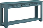 Merax Sofa Table with Storage Drawers and Bottom Shelf, Rustic Console Table with Thickened Legs, Long Entryway Table for Hallway & Living Room, Dark Blue