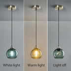 Gray Green Glass Pendant Lights Kitchen Island Lighting Globe Pendant Light Fixtures Modern Pendant Lighting for Kitchen Island Bedroom Living Dining Room Light Fixture(5.9in, 3-Pack)