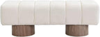 50" Upholstered Dining Bench, No-Assembly Chenille Fabric Ottoman Stool with Wood Legs, 300LB Capacity Multi-Functional Seating for Entryway, Bedroom, Bedside, Living Room, Beige