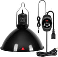 REPTI ZOO Reptile Light Fixture Dimming Thermostat Combo Pack, 8.5 Inch Deep Dome Lamp Fixture Max 150W, PID Reptile Thermostat Temperature Controller for Reptile Heat Lamp Bulb