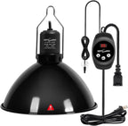 REPTI ZOO Reptile Light Fixture Dimming Thermostat Combo Pack, 8.5 Inch Deep Dome Lamp Fixture Max 150W, PID Reptile Thermostat Temperature Controller for Reptile Heat Lamp Bulb