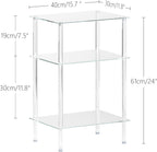Tempered Glass Side Table, Acrylic End Table, 3-Tier Transparent Nightstand, Clear Coffee Table, for Small Spaces Living Room Bedroom Balcony Transparent LET519TR