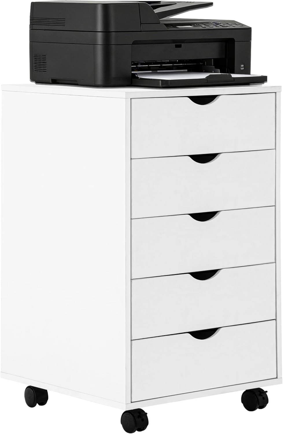SweetGO 5 Drawer File Cabinet, Under Desk Storage with Drawers, Wood File cabinets for Home Office, Dorms (White)