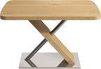 Expandable Natural Wood Dining Table for 4-6, Extendable 47-63 Inch Scratch-Resistant Rectangle Dining Table with MDF Table Top and Stainless Steels X-Shape Base for Living Room Kitchen