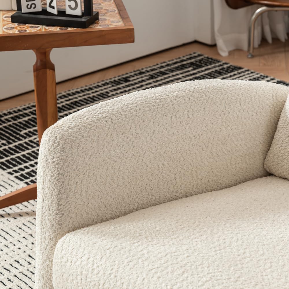 Chair with Footrest High Back Rubber Wood Rocking Legs Bedroom Living Space (Beige + Wood)