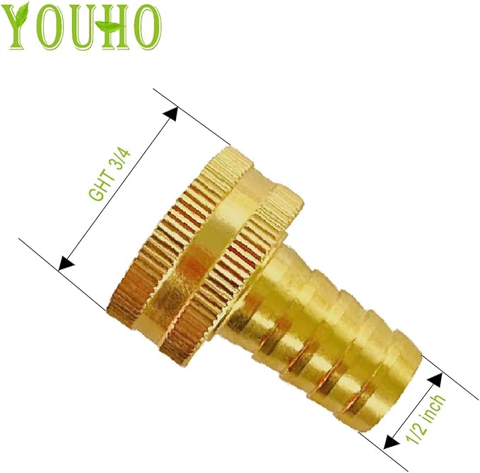 Garden Hose Adapter Swivel Fitting GHT 3/4 to 1/2 Hose Drip Irrigation Tubing to Faucet - Reusable Connector Fittings for Most Rain Bird, Orbit, Dig, Toro 1/2 Tubing x 3/4" GHT(2PCS)