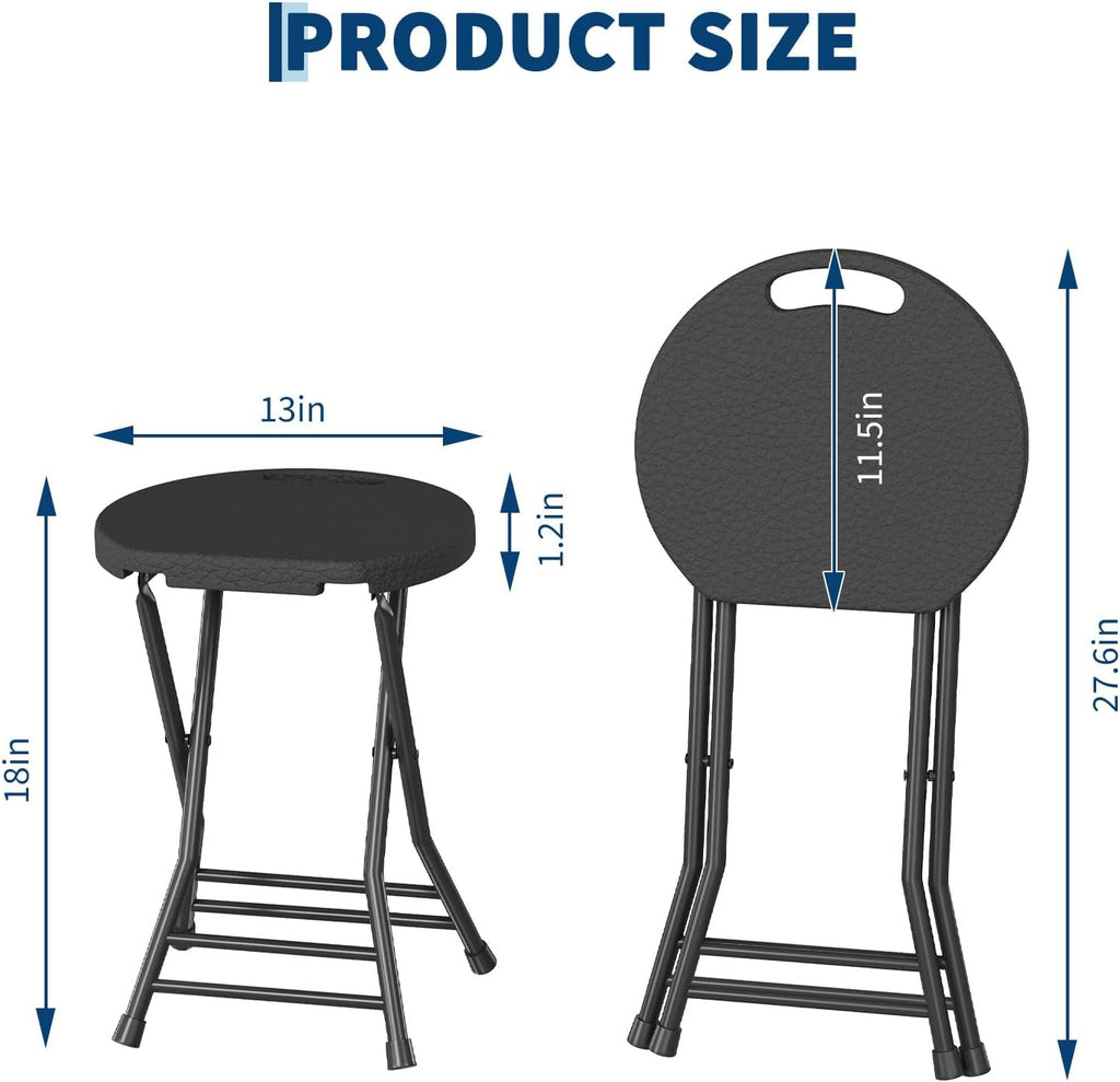 Garvee Folding Stool, Backless 18-Inch Stool, Portable with Handle, Foldable Bar Stool, Anti-Slip Feet, 600Lbs Capacity, for Bar Stools Kitchen Home Indoor and Outdoor Use (Black-12, 18)