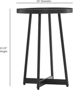 Ranlo Modern Round Accent Table with Geometric Metal Legs in Black Finish