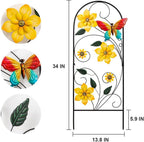 YEAHOME Garden Decor for Outside, 34" Flower Butterflies Decorative Garden Stakes for Spring Garden Decor, Metal Yard Art Stakes for Outdoor Lawn Backyard Porch Decorations