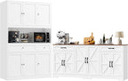 BOTLOG 2PCS Kitchen Cabinets, 71” Large Sideboard Buffet Cabinet with Storage, 72" Tall Pantry Cabinet with Microwave Stand, Wood Coffee Wine Bar Console Table for Kitchen, Dining Room, White